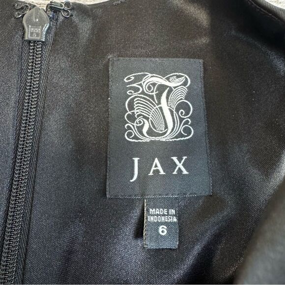 JAX Women's Sleeveless Mini Cocktail Dress Black 6 Sheer Satin Cutout High Neck - Picture 5 of 14